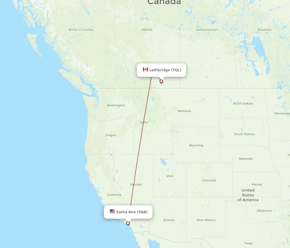 SNA-YQL flight routes