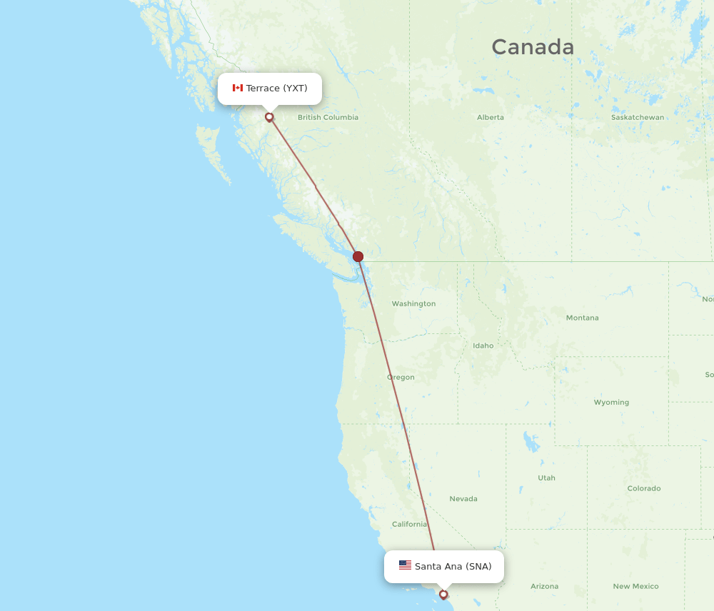 SNA-YXT flight routes