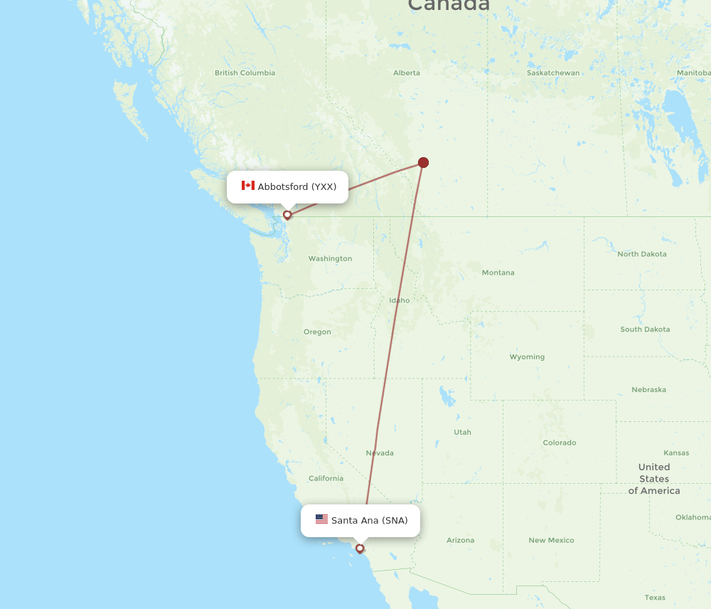 SNA-YXX flight routes