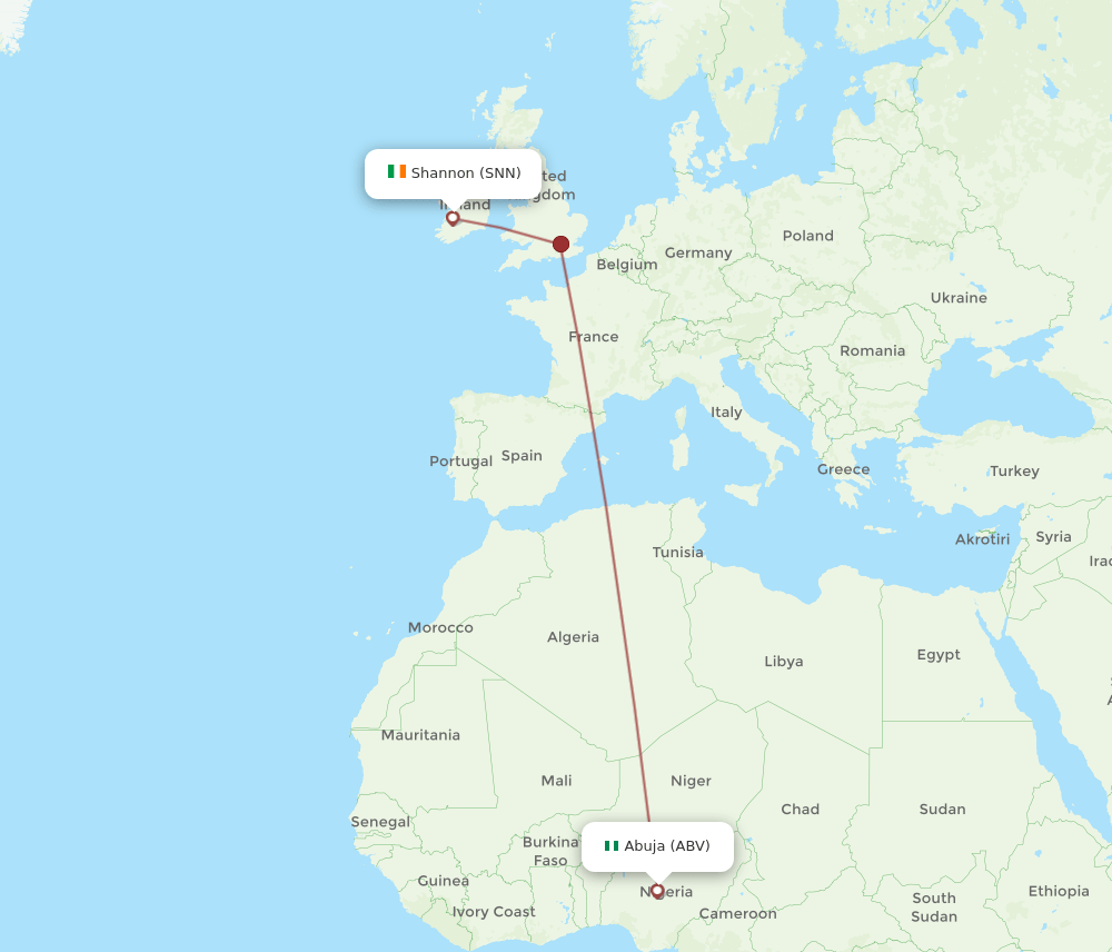 SNN-ABV flight routes