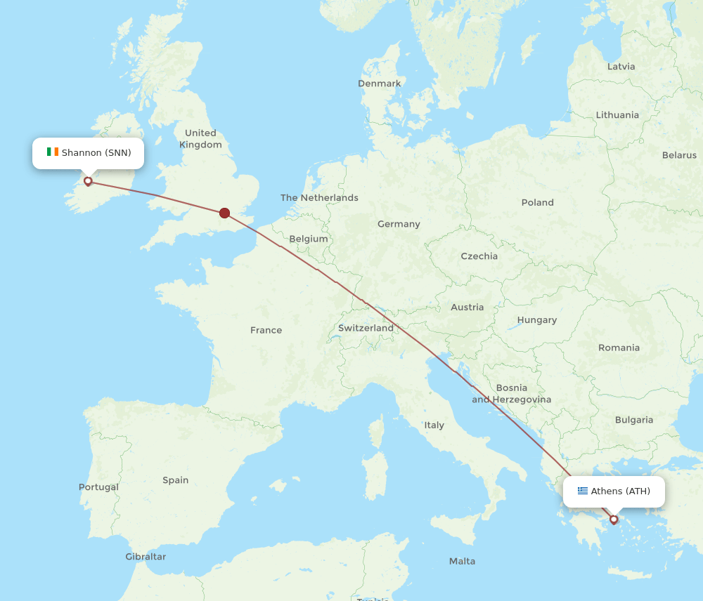 SNN-ATH flight routes