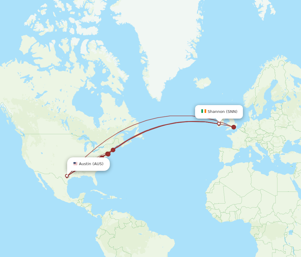 SNN-AUS flight routes