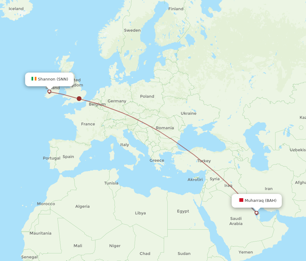 SNN-BAH flight routes