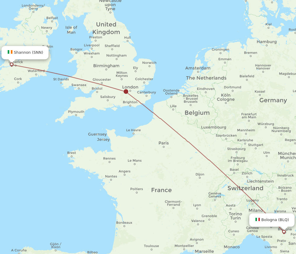 SNN-BLQ flight routes