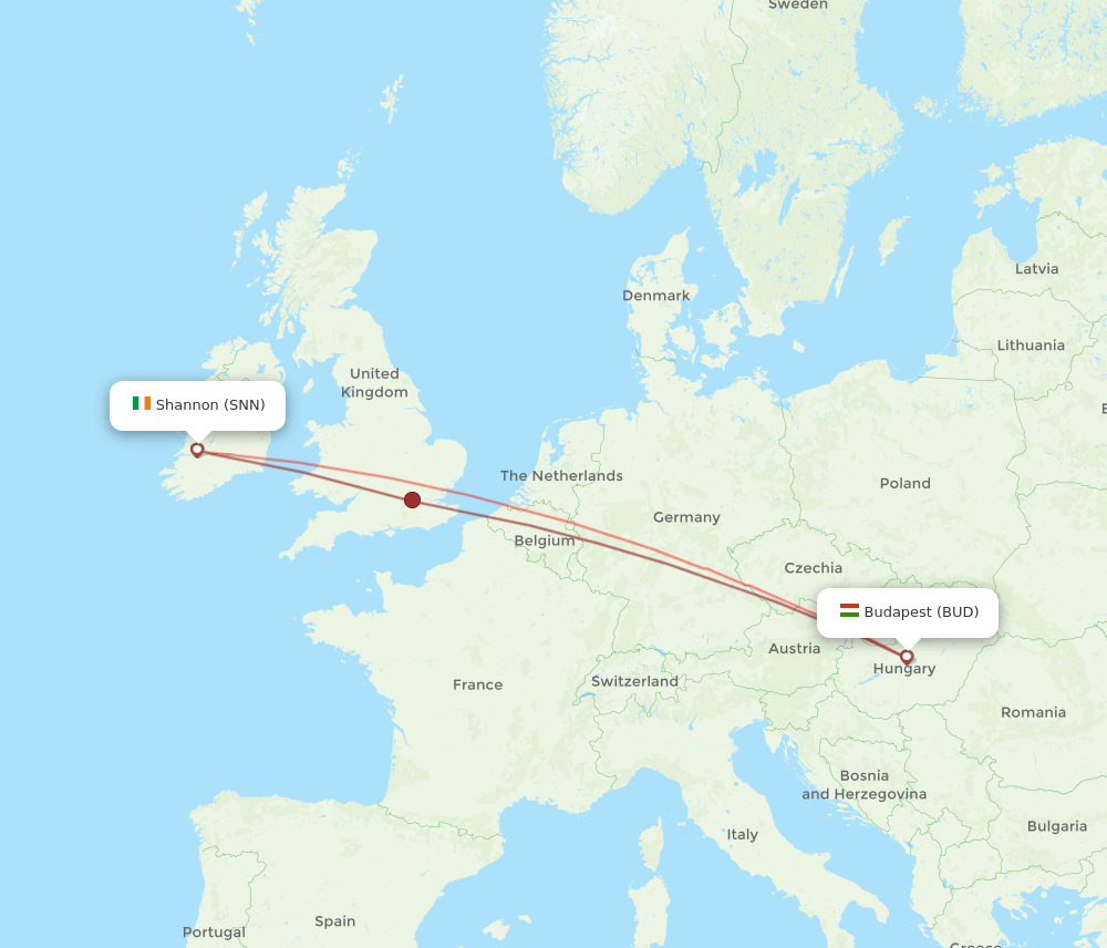 SNN-BUD flight routes