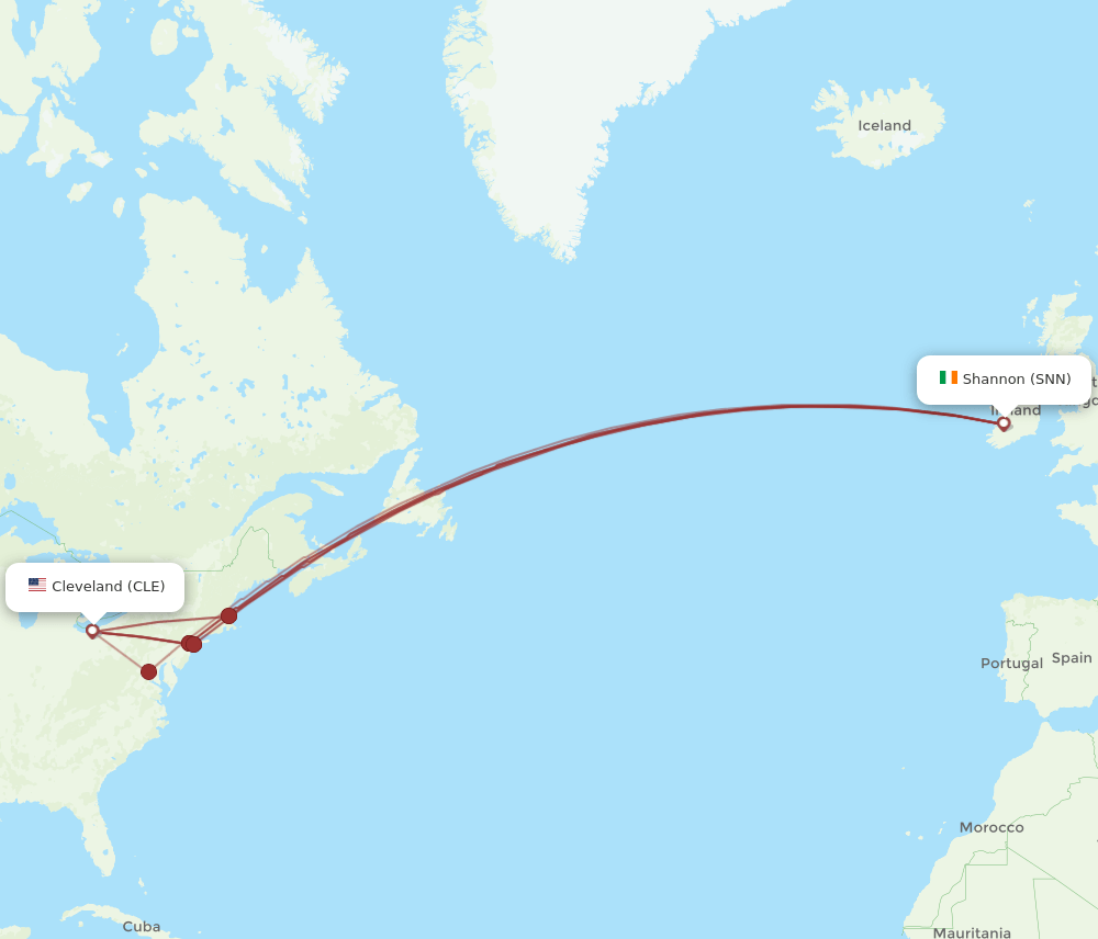 SNN-CLE flight routes