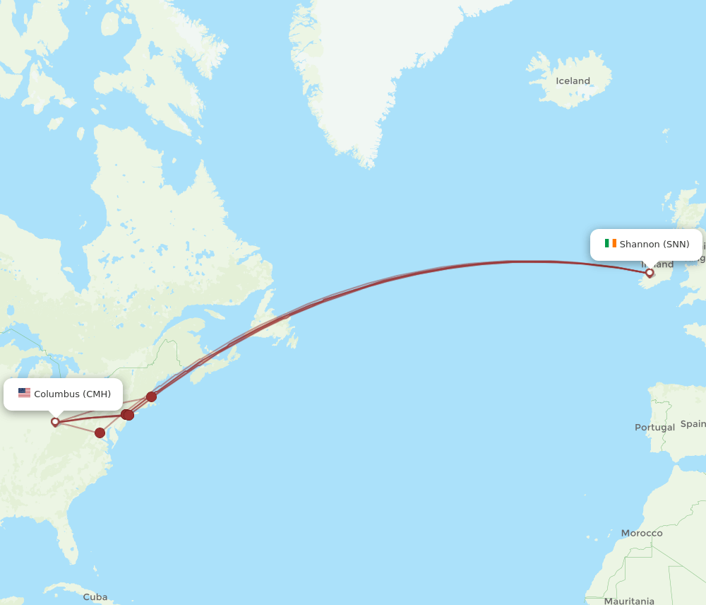 SNN-CMH flight routes