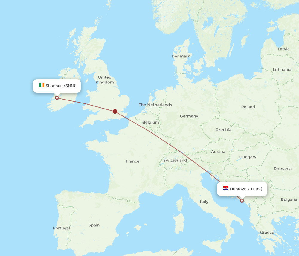 SNN-DBV flight routes