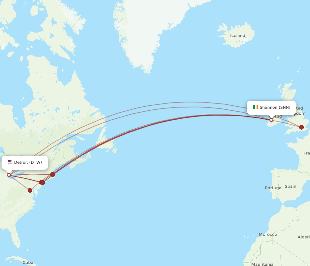 SNN-DTW flight routes