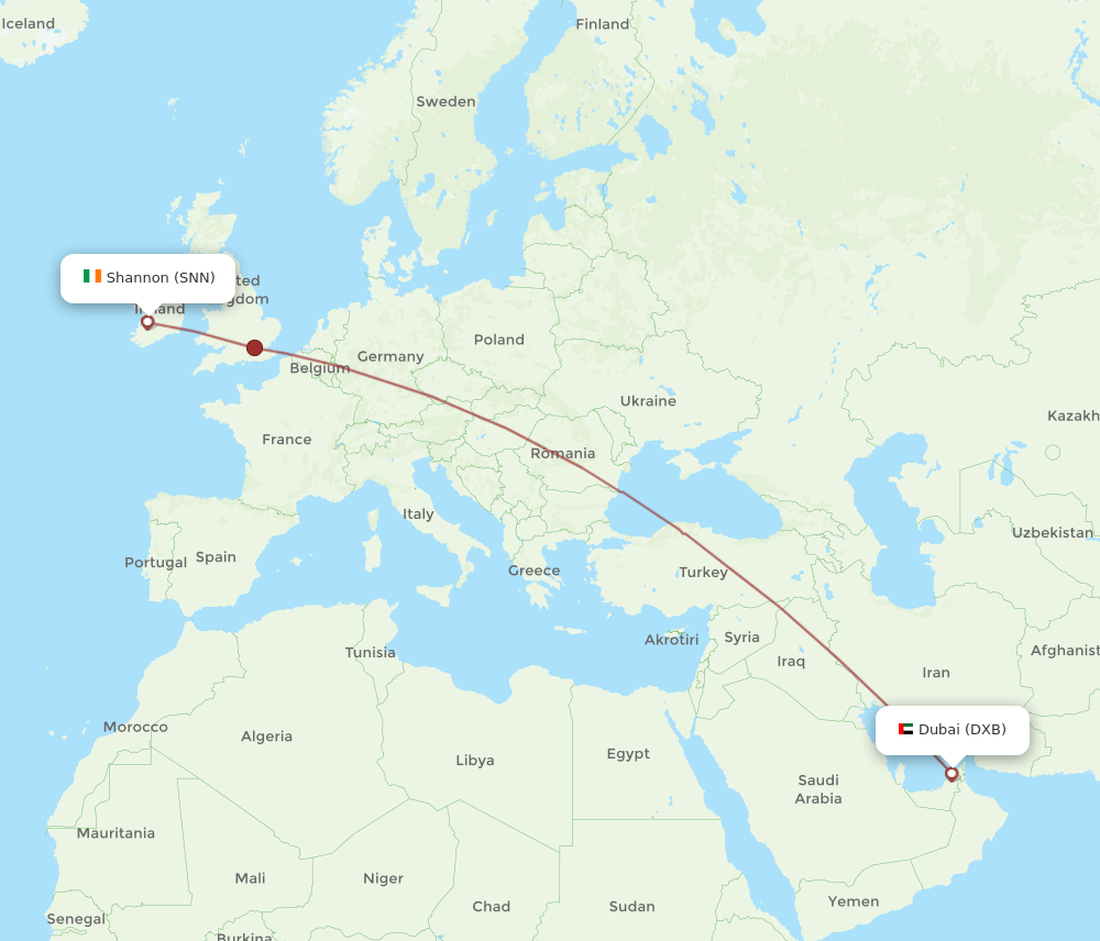 SNN-DXB flight routes