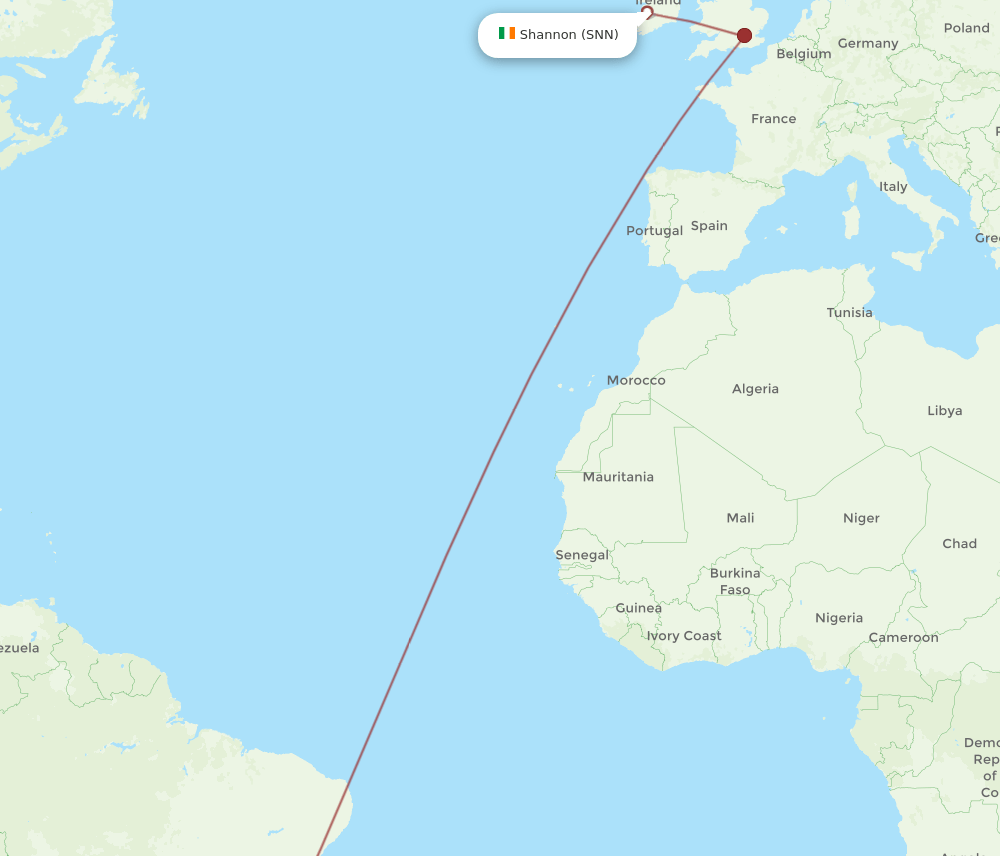SNN-GIG flight routes