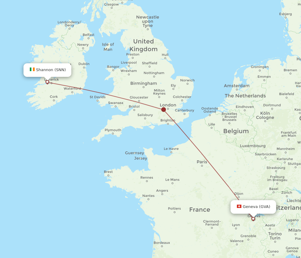 SNN-GVA flight routes