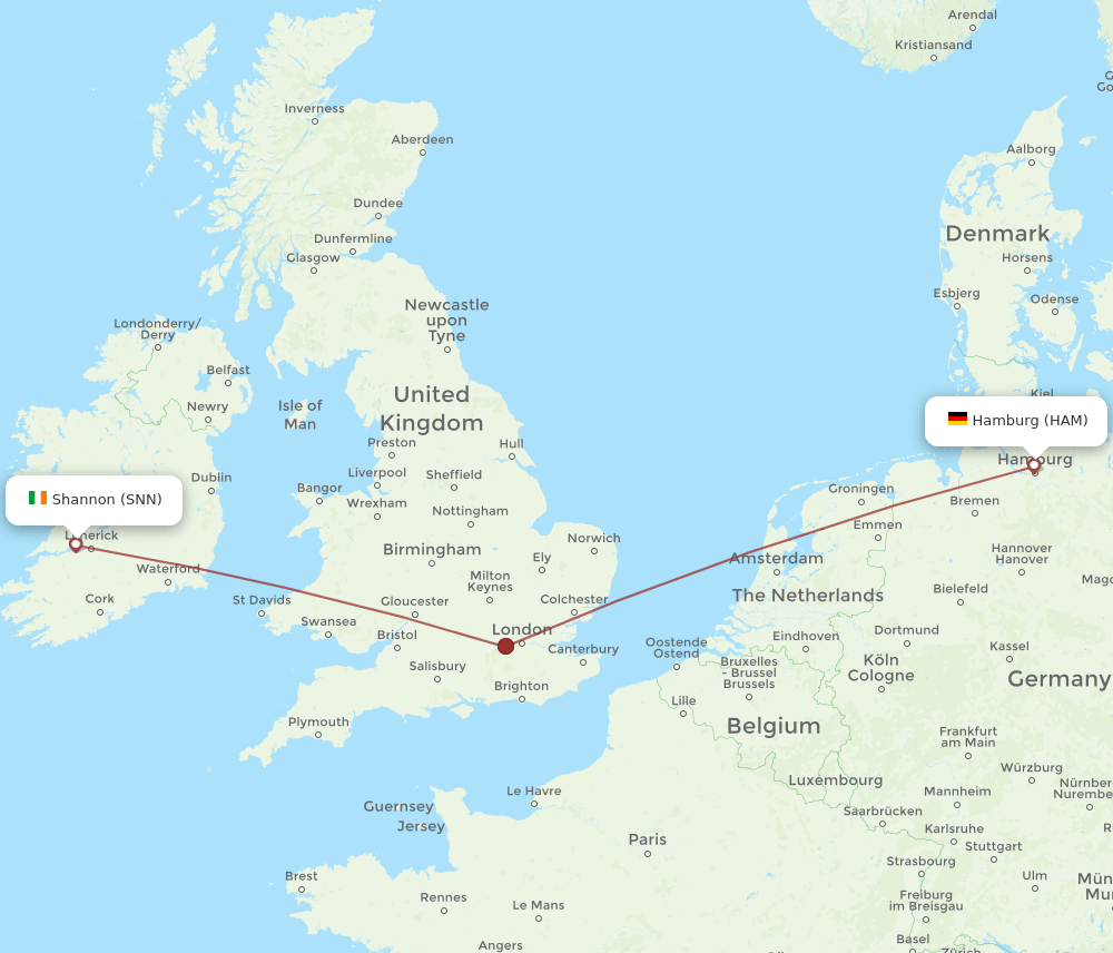 SNN-HAM flight routes