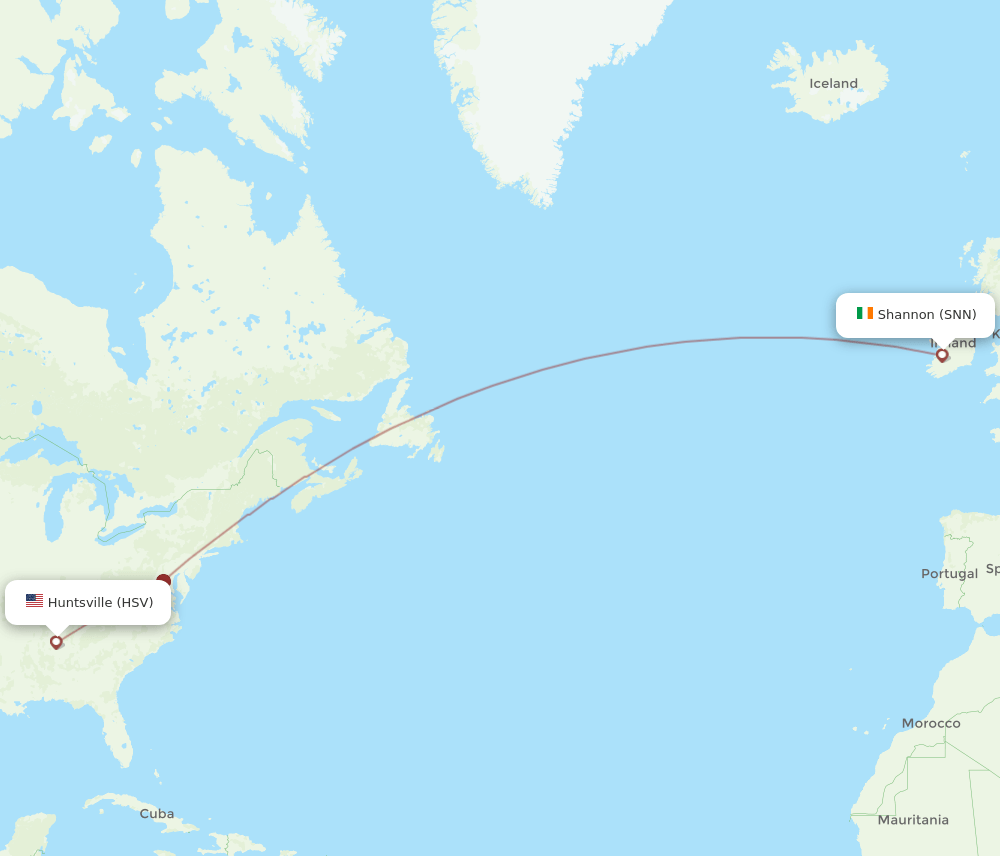 SNN-HSV flight routes