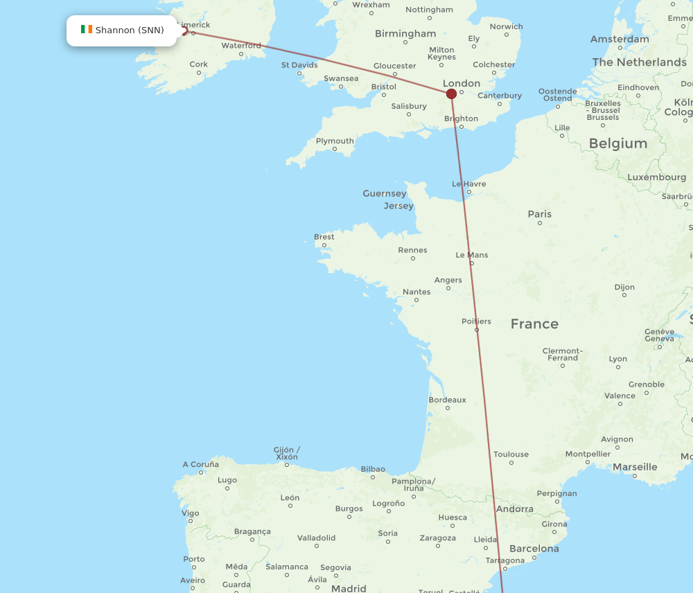 SNN-IBZ flight routes