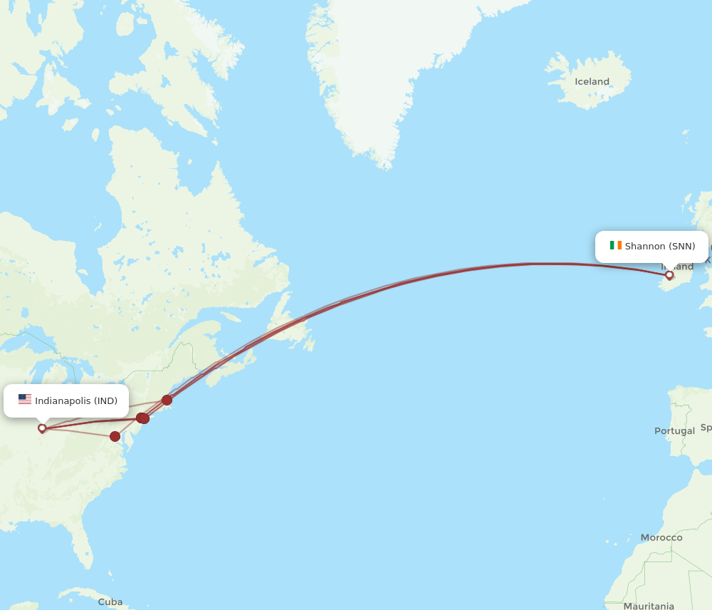 SNN-IND flight routes