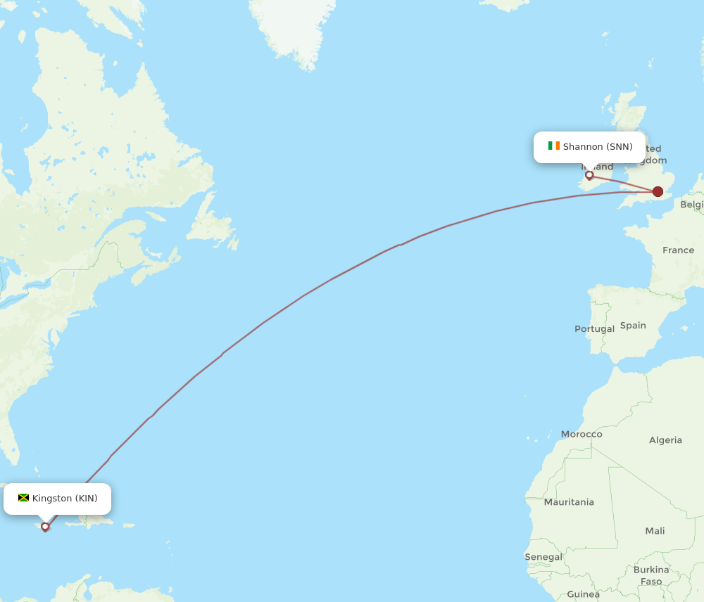 SNN-KIN flight routes