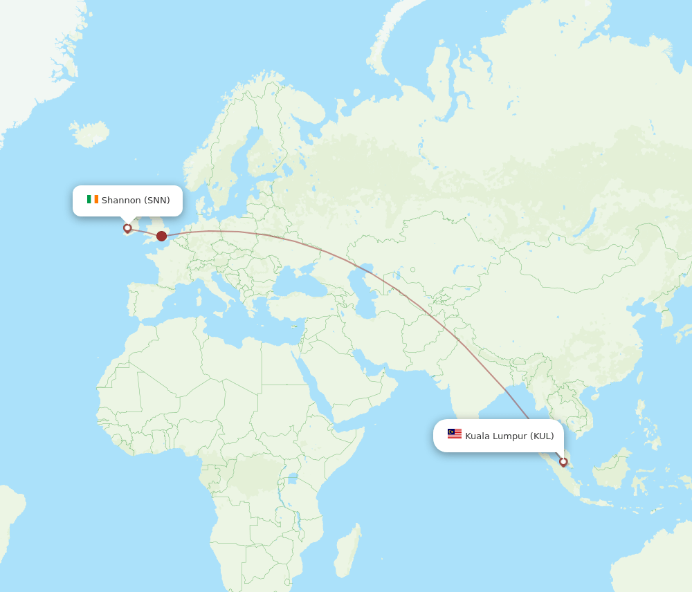 SNN-KUL flight routes