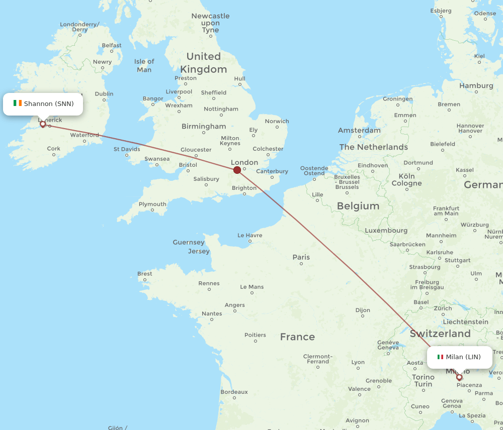 SNN-LIN flight routes