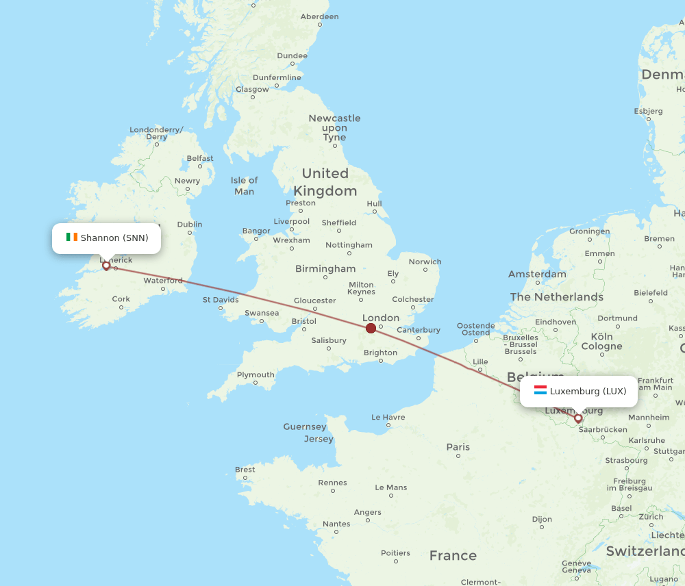 SNN-LUX flight routes