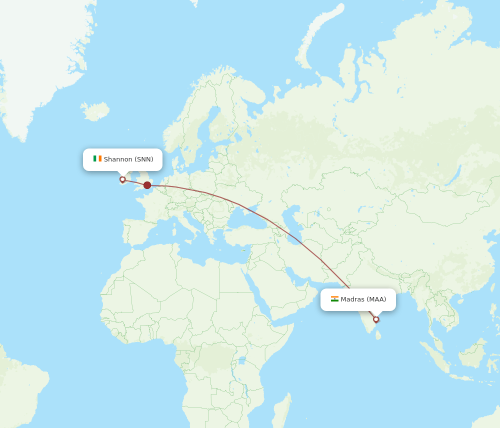 SNN-MAA flight routes
