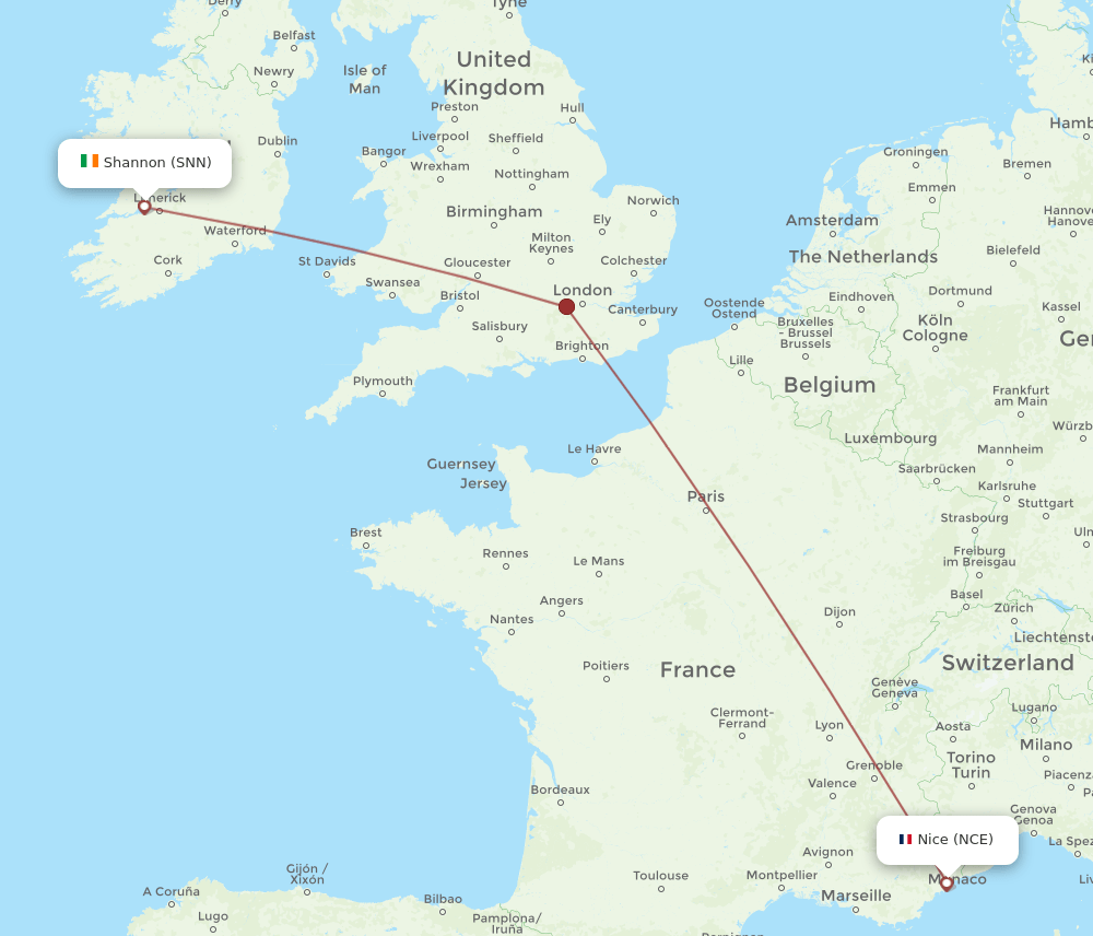 SNN-NCE flight routes