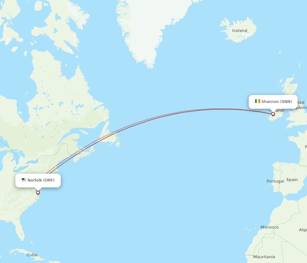 SNN-ORF flight routes