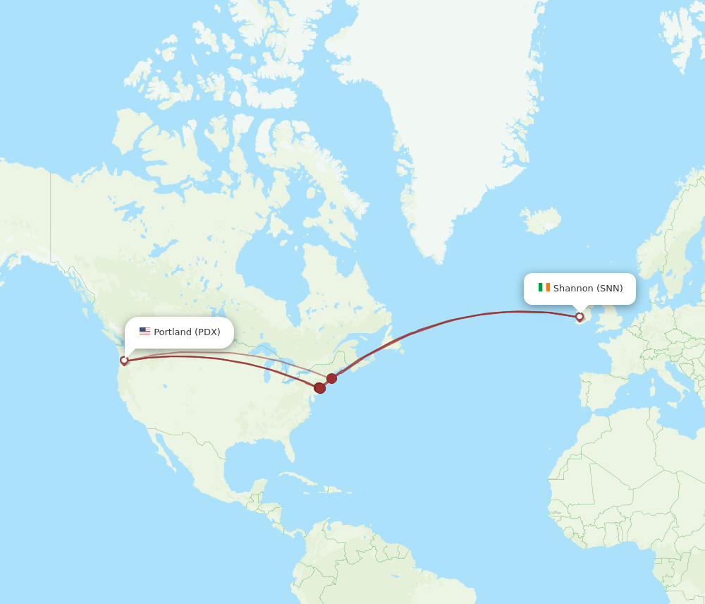 SNN-PDX flight routes