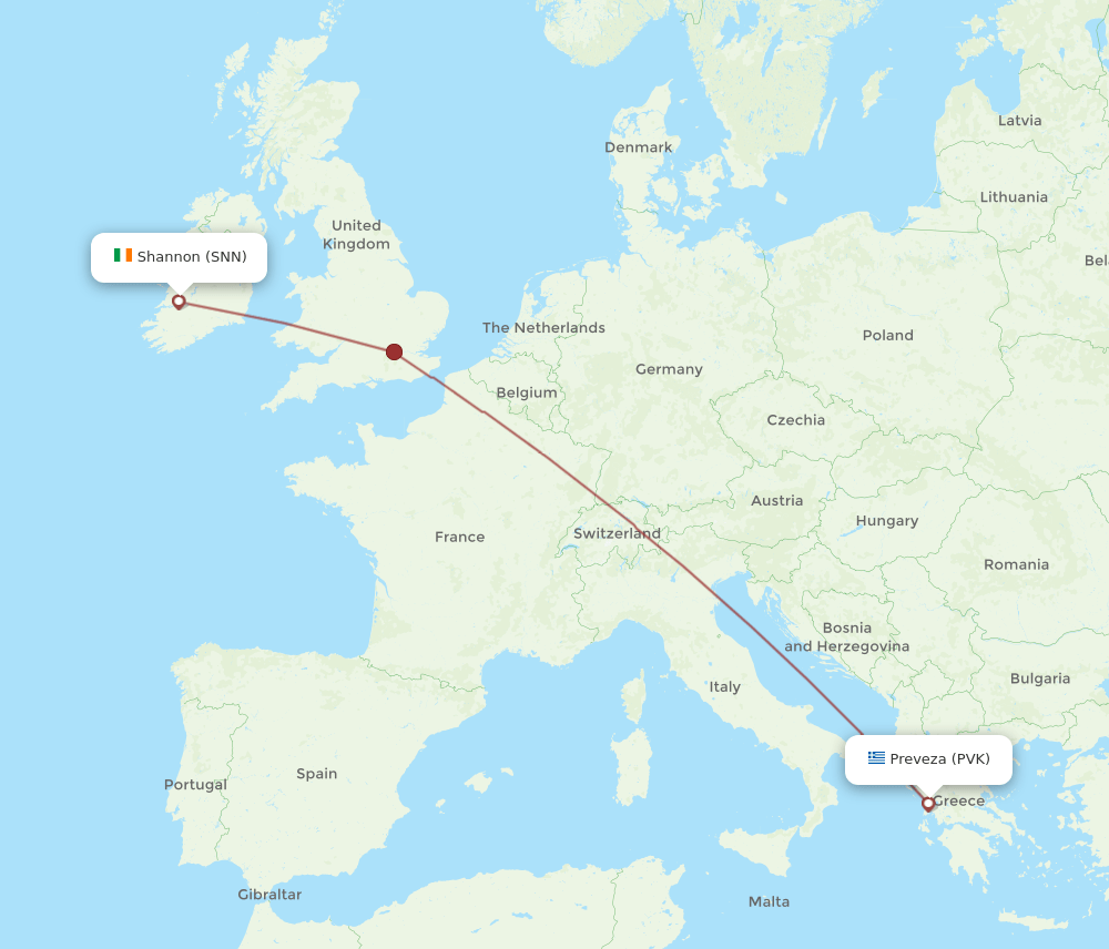 SNN-PVK flight routes