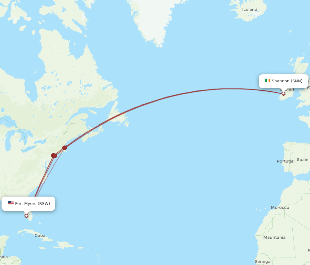 SNN-RSW flight routes