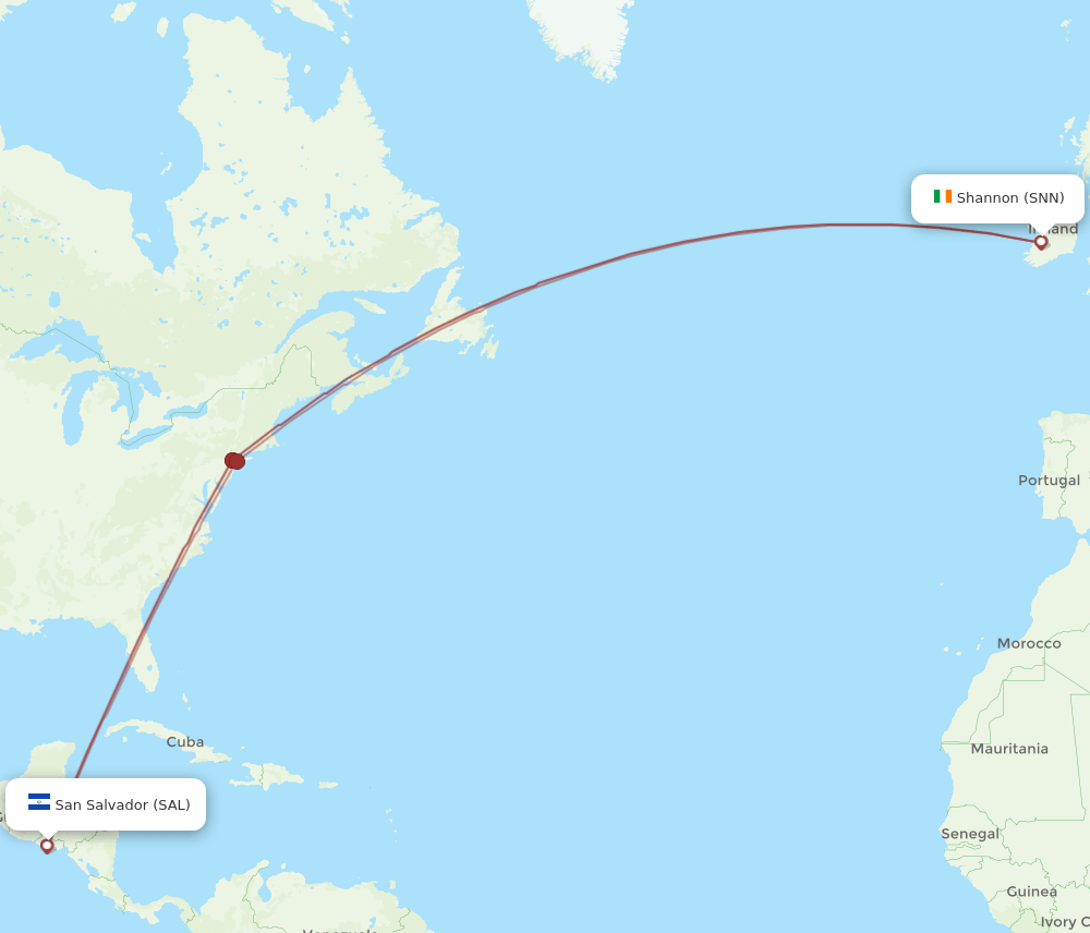 SNN to SAL flights and routes map