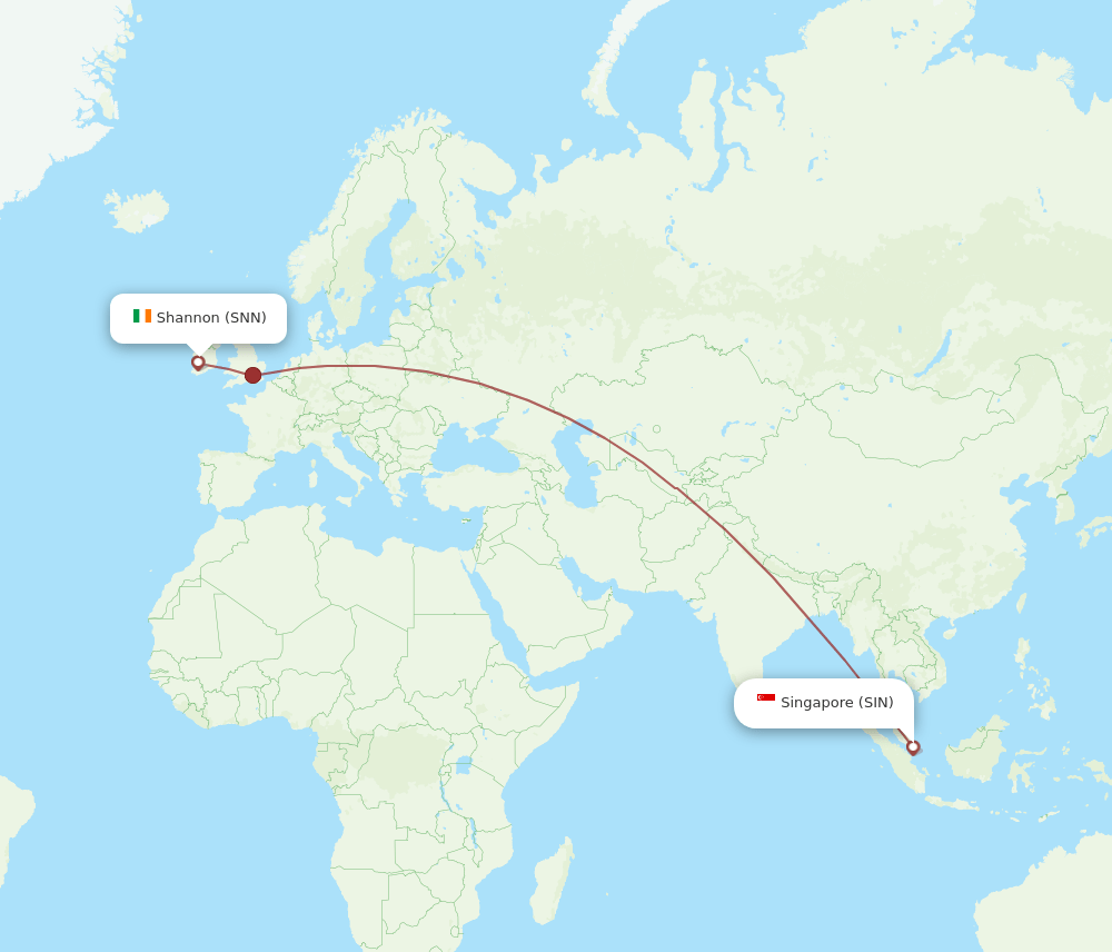 SNN to SIN flights and routes map