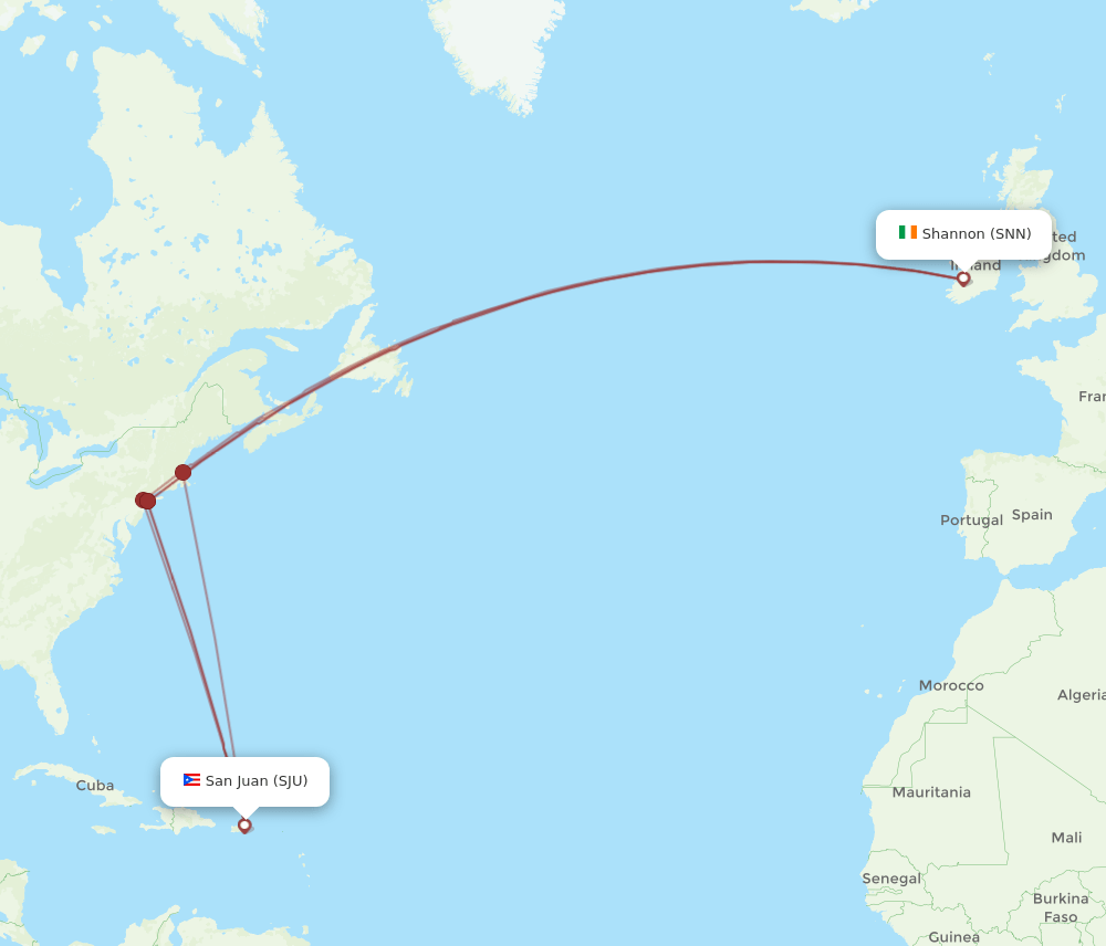 SNN-SJU flight routes