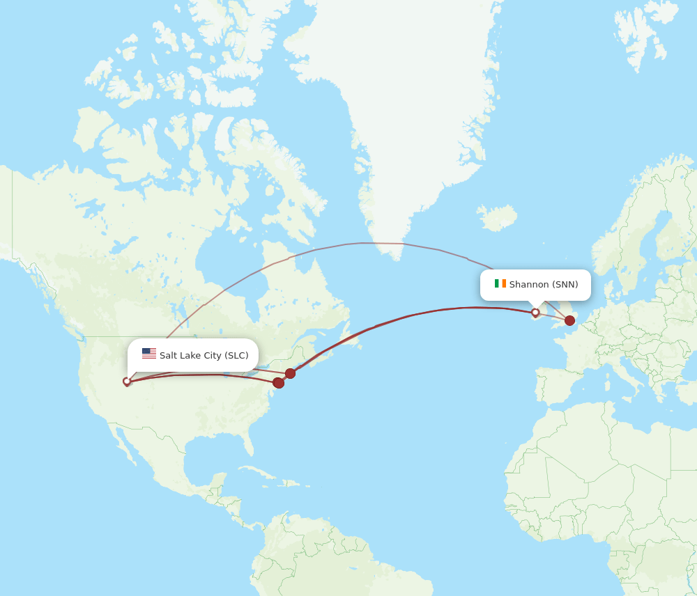 SNN-SLC flight routes