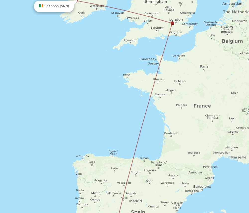 SNN-SVQ flight routes