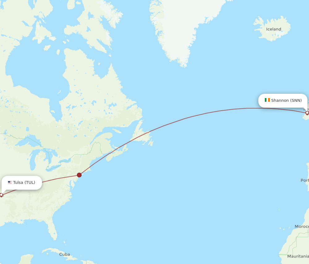 SNN-TUL flight routes