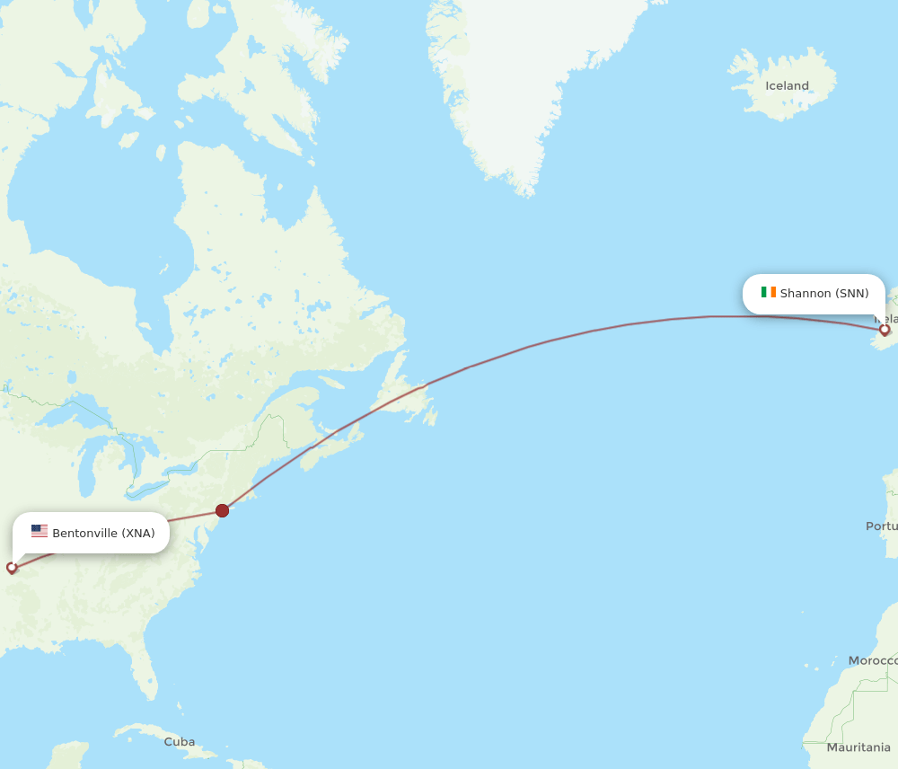 SNN-XNA flight routes
