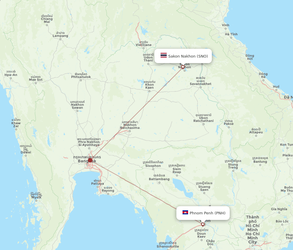 SNO-PNH flight routes