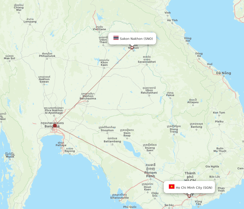 SNO-SGN flight routes