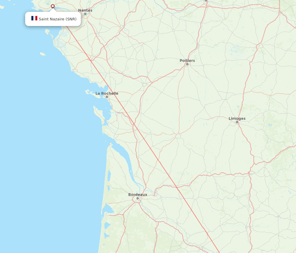 Saint Nazaire - Toulouse route map and flight paths