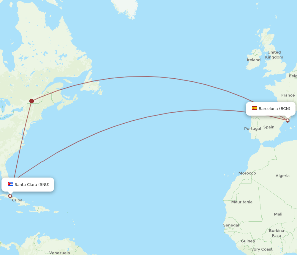 SNU-BCN flight routes