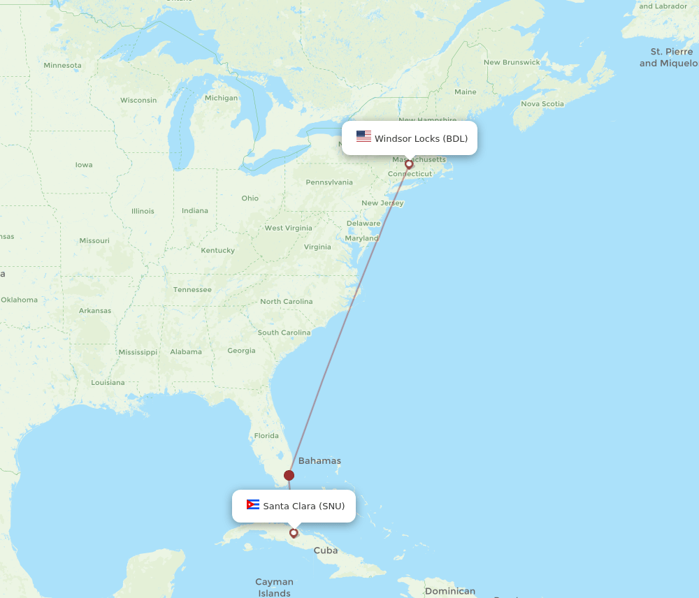 SNU-BDL flight routes