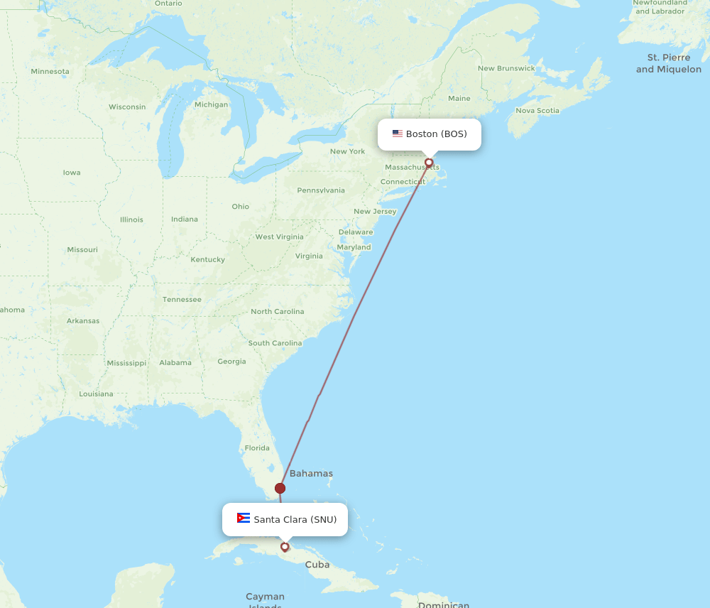 SNU-BOS flight routes