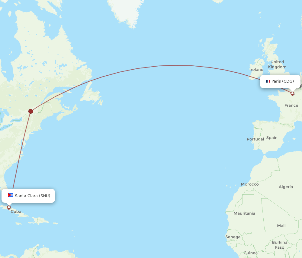 SNU to CDG flights and routes map