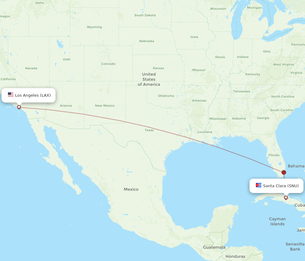 SNU to LAX flights and routes map