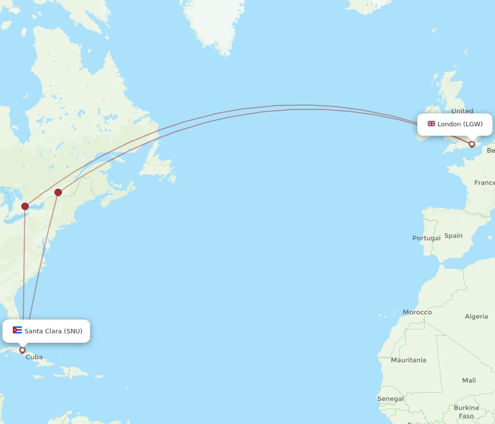 SNU-LGW flight routes