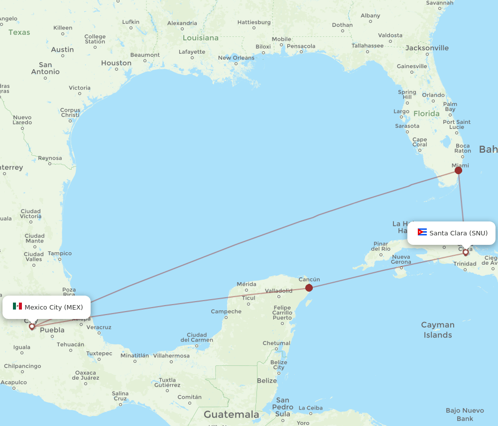 SNU to MEX flights and routes map
