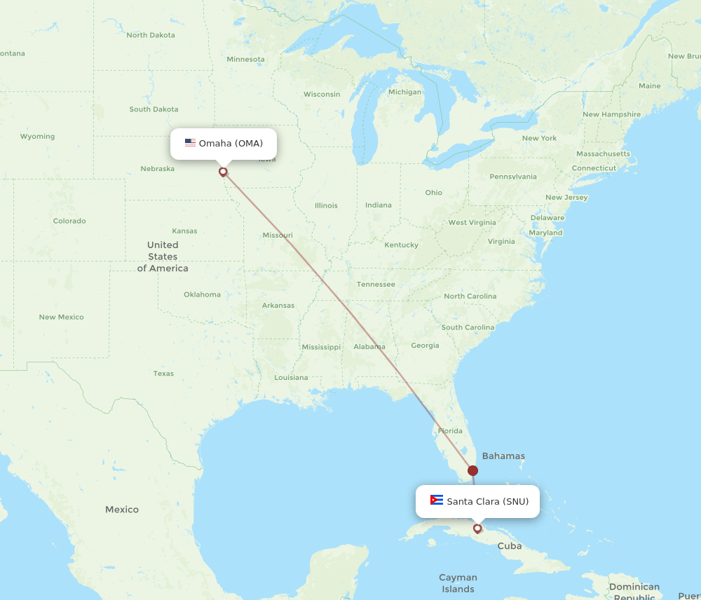 OMA to SNU flights and routes map