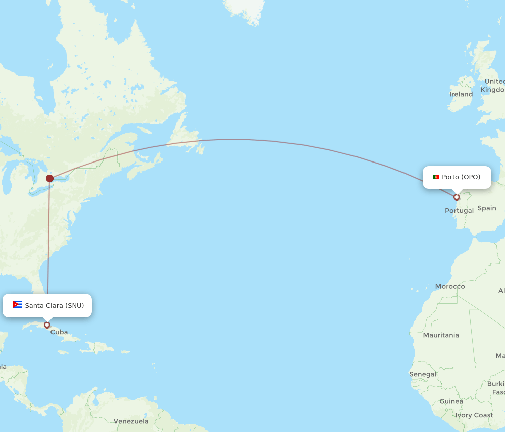 SNU to OPO flights and routes map