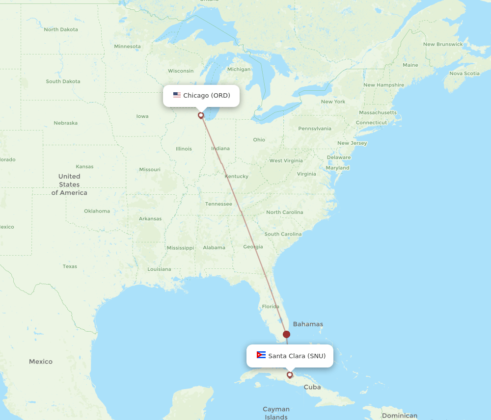 SNU-ORD flight routes